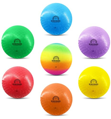 BOBOBARK Bälle Kinder – 7er Set Gummibälle (8,5 Zoll) in 7 Farben | Indoor Ball Kinder & Outdoor | Playgroundball für Schule, Turnhalle & Freizeit