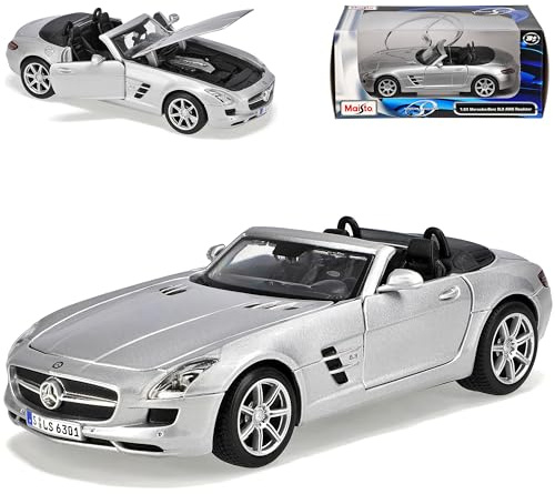 Generisch Mercedes-B SLS AMG Roadster Cabrio Silber 1/24 Modell Auto