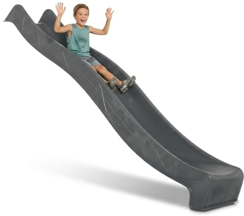 DEMMELHUBER - Kinder Rutsche Outdoor Garten Spielgeräte, Stabile Wasserrutsche für Kinder, Alternative zu Indoor Spielgeräten, Kinderrutsche 2,90 m, Wellenrutsche für Podestöhe 1,50m (Anthrazitgrau)