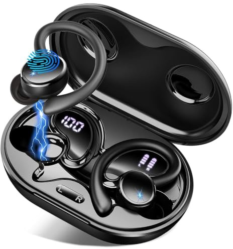 2026 Cuffie Bluetooth 5.4 Sport, 50 Ore Cuffie In Ear con Cancellazione Rumore ENC e 4 HD Mics, Auricolari Bluetooth con 6D Bass Stereo, Cuffie Senza Fili HiFi con LED Display, IP7 Impermeabile