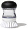 OXO Good Grips Cepillo con dispensador de jabón para fregar platos, sartenes y ollas, acero inoxidable, transparente