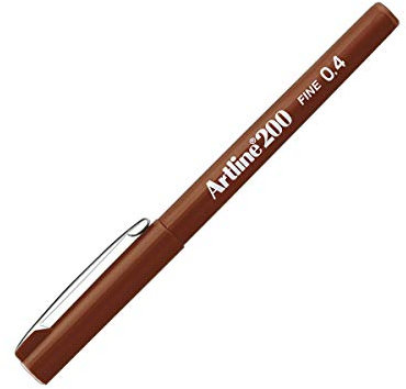 Artline 200 0.4mm Bullet Tip Fineliner - Brown [Pack of 12]