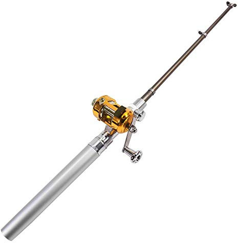 DIGIFLEX Mini Angel mit Goldener Angelrolle in einem silbernen Stift