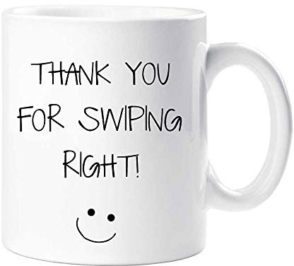 Taza limitada de 60 segundos de cambio de imagen con texto en inglés Gracias por deslizar el dedo hacia la derecha