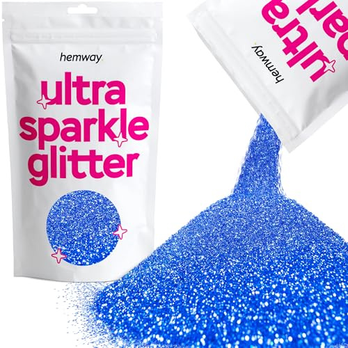 Hemway Ultra Sparkle Glitter Sapphire Blue 100g | Glitter for Arts & Craft, Makeup, Nail Art, Crafting, Card Making, Sparkle Decoration