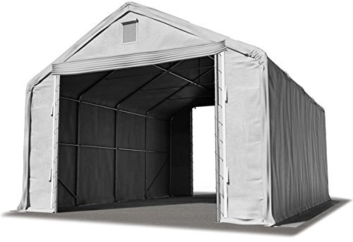 TOOLPORT Lagerzelt 6x12 m/Seitenhöhe 3m Zelthalle Industriezelt feuersichere PRIMEtex PVC Plane 2300 N grau