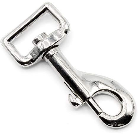 HEAVYTOOL Bolzenkarabiner 26mm x 82mm drehbarer gerader Wirbel Zinkdruckguss vernickelt (5 Stück) Haken Drehgelenk Hundeleine Halsband Taschen Schlüsselanhänger