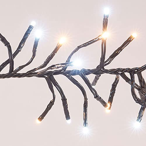 2016 LED Cluster Lichterkette 14,5m kaltweiß, warmweiß Mix mit 8 Lichteffekten Innen und Aussen