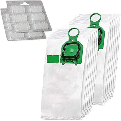 Juego de 12 Premium Bolsas de aspiradora de Microfibra + 12 ambientadores adecuadas para Folletto Vorwerk Kobold 140, 150, VK 140, VK 140, VK150, VK150, FP140, FP150 - con Cierre higiénico
