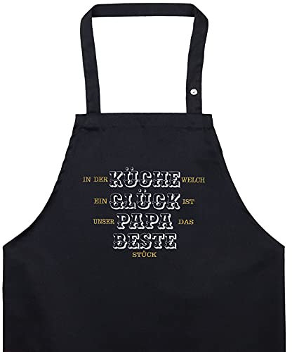 EXPRESS-STICKEREI BBQ Grillschürze - Lustige Kochschürze für Papa - Verstellbare Latzschürze für Männer/Frauen - Küchenschürze mit Spruch In der Küche welch ein Glück ist unser Papa das beste Stück