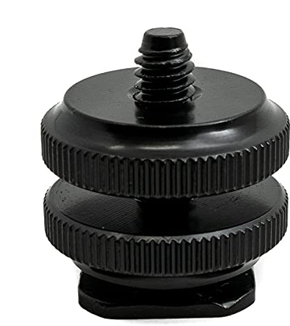 System-S Blitzschuh Adapter mit 1/4 Gewinde aus Metall in Schwarz für Kamera