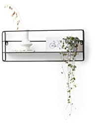 LIFA LIVING Vintage Wandregal mit1 Ablage, Deko Schweberegal aus schwarzem Metall, Industrial Wanddeko für Wohnzimmer, Schlafzimmer & Küche, 56 x 14 x 21 cm