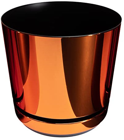 KORAD La Maceta de la Serie Dekor con Plato Adaptado para Interiores - Medida 12 cm - Modelo 085 - Naranja Brillante; Fabricado en plástico, Maceta Decorativa con Orificios de Drenaje