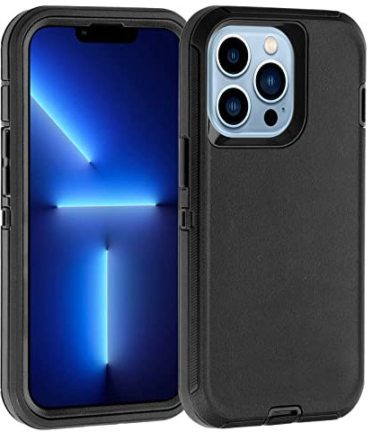 smartelf for iPhone 13 Pro Case, 3-layer Shockproof Protective Heavy Duty Phone Cover Anti-scratch Dust-proof Matte Shell for iPhone 13 Pro 6.1 -Black