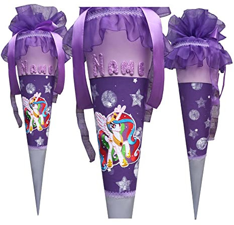 Schultüte passend zum Scout Lila Luna,Einhorn,Pony, genäht, für Mädchen,Wunschname