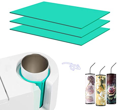 AIEX 3PCS Feuille De Silicone Sublimation 20OZ 16OZ 12OZ Gobelet Wrap Sleeve Mug Press Machine Sublimation Print Haute Température pour Mug Sublimation Machine (Vert, L27.5 x W12cm)