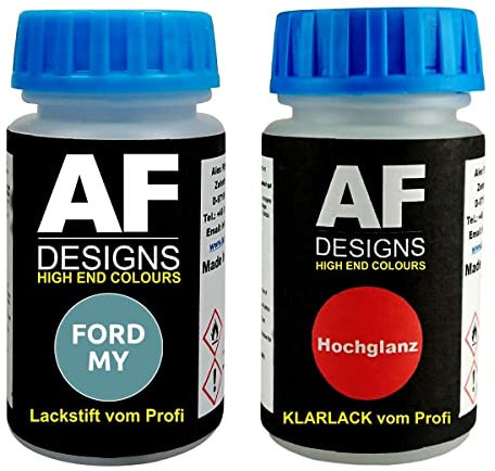 Lackstift für FORD MY Steel Blue Frost Metallic + Klarlack je50ml Autolack Set