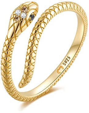 Ring für damen aus silber von einer Schlange gebildet. Ringe für frauen aus silber mit silberner oder goldener Oberfläche. Schmuck damen ideal für Paare, Mütter, Freundinnen. Damen ringe silber