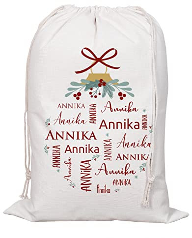 Herz & Heim® bedruckter XL Geschenkbeutel zu Weihnachten/verschiedene Motive/personalisiert Weihnachtskugel aus Wunschname