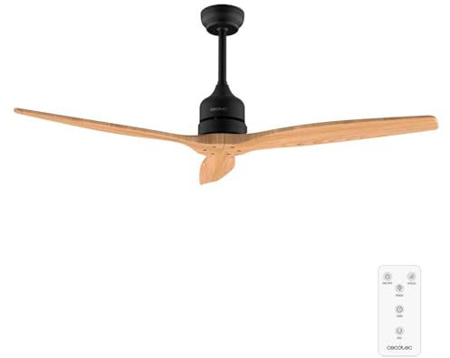 Cecotec - Ventilatori da Soffitto EnergySilence Aero 5270 Black&WhiteWood - 40 W, Diametro 132 cm, Telecomando, Timer Fino a 8 Ore, 6 Velocità, 3 Pale, Estate/Inverno, Altezza Regolabile