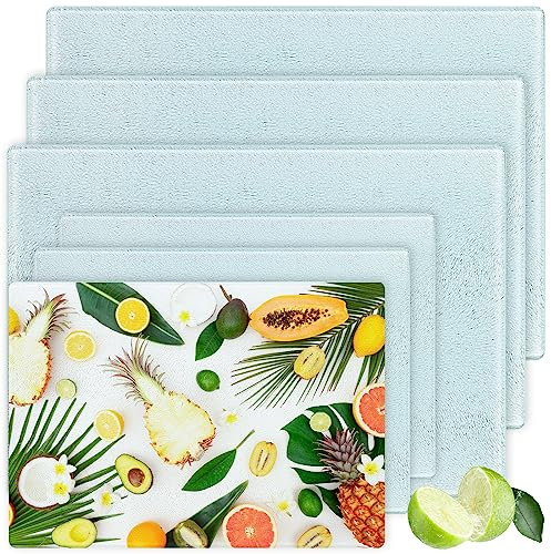 Tanlade 6 Stück Sublimationsglas-Schneidebretter, 2 Größen, rechteckig, gehärtetes Glas, Schneidebrett mit Gummifüßen, rutschfestes Glas-Schneidebrett für Küchenarbeitsplatte, 39 x 28 cm, 29 x 19 cm