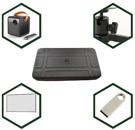 Suitcase Cinema Kit includes DLP 1080p, Smart, Wi-Fi, Portable Projector, 4k Supported, Autofocus, 120-Inch Screen, Tripod, Built-in Battery, Up to 2.5 Hours of Playtime