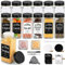 FNLLC Lot de 12 Pots à épices carrés avec bac à litière de 120 ML avec étiquettes à épices, Motif à la Craie, Entonnoir et Brosse, Couvercle Noir, Organisateur d'épices, récipient à épices, Pots à