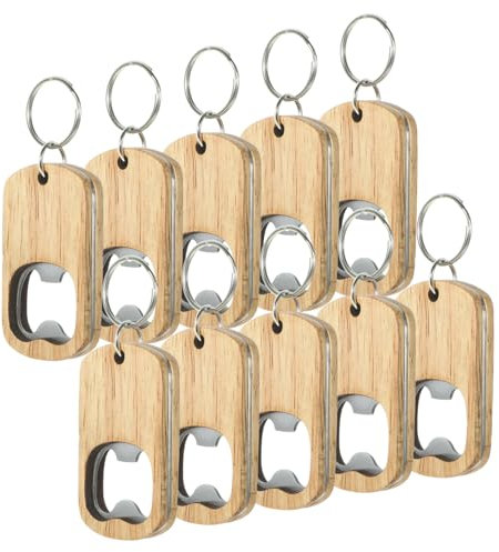 IWOWHERO 10stücke Flaschenöffner Schlüsselbund Aus Holz Mit Schlüsselring Flacher Flaschenöffner Für Bier Und Soda Getränkeöffner Als Schlüsselanhänger Für Männer Und Weinliebhaber