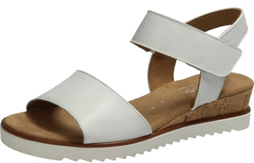 Gabor Damen Keilsandalen, Frauen Sandalen,Moderate Mehrweite (G),Sommerschuhe,Freizeitschuhe,offene Schuhe,Weiss(Kork/offwhi),42.5 EU / 8.5 UK