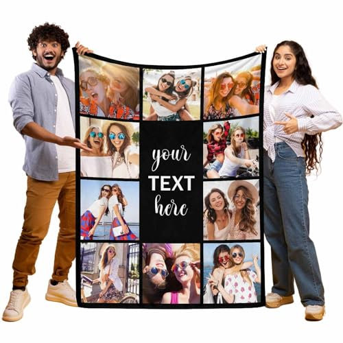 UOOYAA Personalisierte Fotodecke mit eigenem Foto Und Text, Kuscheldecke mit Foto,Fotogeschenke für Sie Ihn zur Weihnachten Jahrestag Valentinstag Geburtstag,Geburtstagsgeschenk Ideen