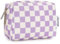 Klein Make up Tasche Kosmetiktasche Damen Schminktasche Klein Kulturtasche Damen Klein kulturbeutel, Makeup Tasche Makeup Bag (Gitter Lila, Klein)