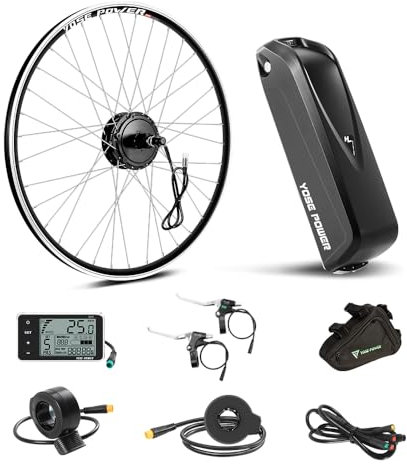 YOSE POWER Kit de conversión de bicicleta eléctrica de 28 pulgadas, 36 V, 350 W, para bicicleta eléctrica, con controlador integrado Hailong 36 V 18 Ah batería