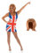 Fun Shack Robe Union Jack Femme, Déguisement Années 90, Chanteuse Disco, Carnaval Drapeau Anglais, L