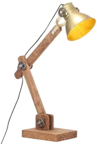 vidaXL Schreibtischlampe Industriestil Tischlampe Leselampe Arbeitslampe Tischleuchte Nachttischlampe Lampe Leuchte Messing Rund 58x18x90cm E27