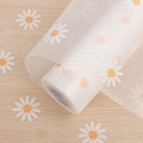 Arthome Forros Estante 30cmx300cm Estante Armario,No-Adhesivo Estante Armario Impermeable, Antideslizante Estante Cocina Plástico EVA para Armario Frigorífico (Hoja Punto Margarita)