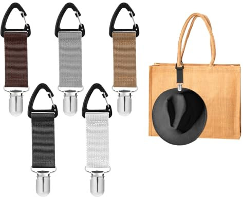 Lusofie 5 Stück Hutspanner Reisen Elastische Huthalter Clip Tragbare Hutklammern Firma Freihändiges Hutklammer Multifunktionale Hutspanner für Outdoor Handtasche Reisetasche Rucksack