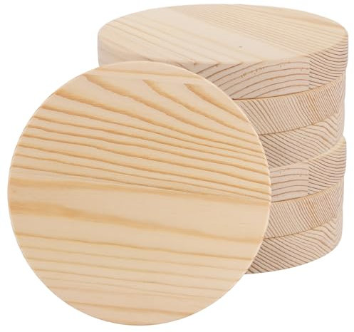 ZOFUN 8 Stück Holzscheibe Rund Holzscheiben 15cm, Holzscheiben zum Basteln, Holzplatte Runde Naturholz Baumscheiben Ca.20mm für DIY Handwerk Hochzeit Mittelstücke Weihnachten Dekoration