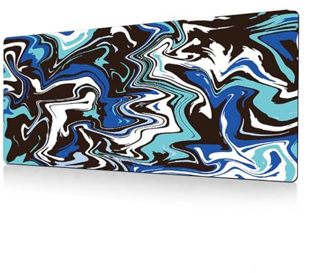 Alfombrilla de ratón XXL para videojuegos, 800 × 300 × 3 mm, diseño líquido, alfombrilla de escritorio, impermeable y antideslizante, base de goma, protección para teclado, para PC, ratón y teclado