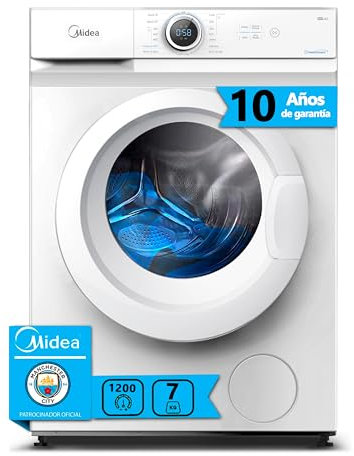 Midea Lavadora Carga Frontal 7kg de 1200 rpm y panel digital - Lavadoras con 15 Programas + Diseño Superior Ultra Slim - Maquina de Lavado de Libre Instalación - Lavado Rápido y Modo Eco