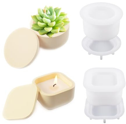 YRIHJIXQ 2pezzi Stampi per Resina Epossidica stampi per contenitori candele stampo vassoio per resina