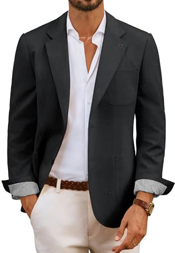 PJ PAUL JONES Herren Business Sakko Anzugjacke Modern Einfarbig Slim Fit Blazer Anzugjacke für Männer Schwarz XL