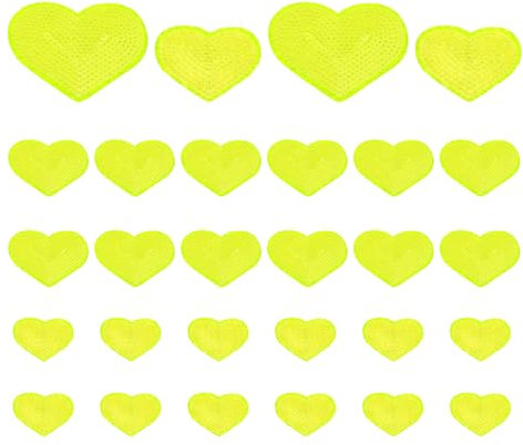 PATIKIL Pailletten-Herz-Aufbügler, 28 Stück Aufnäher zum Aufbügeln Applikation Pailletten Glitzer Aufnäher für DIY Schuhe Kleidung Hüte Rucksäcke Kostüme, Gelb