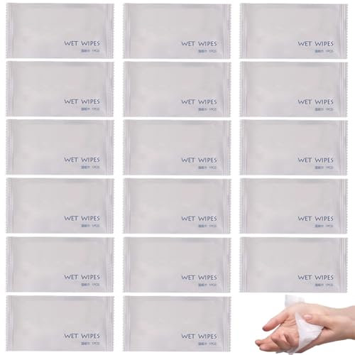 30Pack Individually Wrapped Disposable Wet Wipes Hand Wipes Travel Size, Unscented Hand and Face Wipes,Portable Cleansing Wipes for Travel,Restaurant,Barbecue,Office, Daily Use