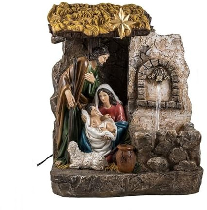 Inmaculada Romero IR Naissance de Noël mystère avec Fontaine, Figurine 35 cm. Monobloc résine Enfant Jésus Vierge Marie Saint