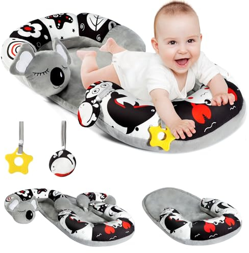 URMYWO 4-in-1 Tummy Time Mat, Cozy & Soft Infant Baby Sit Me Up Floor Seat