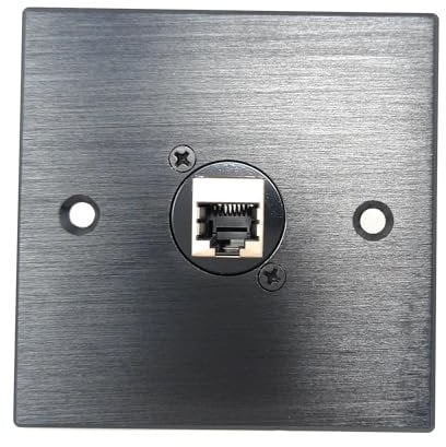 Brushed Aluminium Single Cat6 Female Socket D-Series Outlet Wall Faceplate – Durable Metal Plate for Cat6/Cat5e/Cat7/Cat8/Cat9 Ethernet Networking Cables, Screws Included