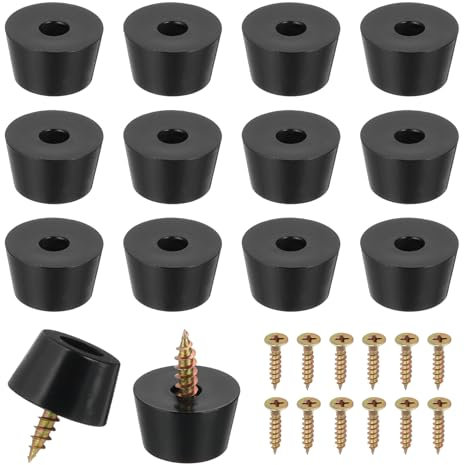 PATIKIL 14 Set Rubber Feet, 19x15x11mm Cutting Board Feet Non Slip Bumpers 5mm Screw on Rubber Feet Round Black Pads for Electronics Furniture Cutting Board Chairs Cabinet Sofa Speaker