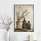 Mediterraner antiker Olivenzweig, grüne Pflanze, rustikale Küche, elegante Vase, Poster, Gemälde, Leinwand, Wandbild, Heimdekoration, 70 x 100 cm, mit Rahmen