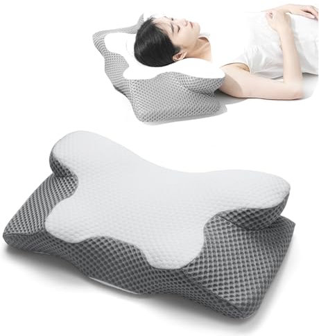 BBWELL Almohada Cervical de Espuma Viscoelastica,Almohada Ortopédica Ergonómica,Almohada Antironquidos para Dormir de Lado y Boca Arriba Alivia Dolor de Cuello y Espalda,60 * 34 * 13/10CM