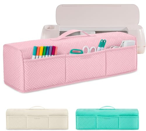 IMAGINING Stretchy & Washable Padded Dust Cover Compatible with Cricut Maker 3, Maker 4, Explore Air 2, Explore 3, Explore 4 Machines – with Pockets for Cricut Accessories and Suppliers, Tools